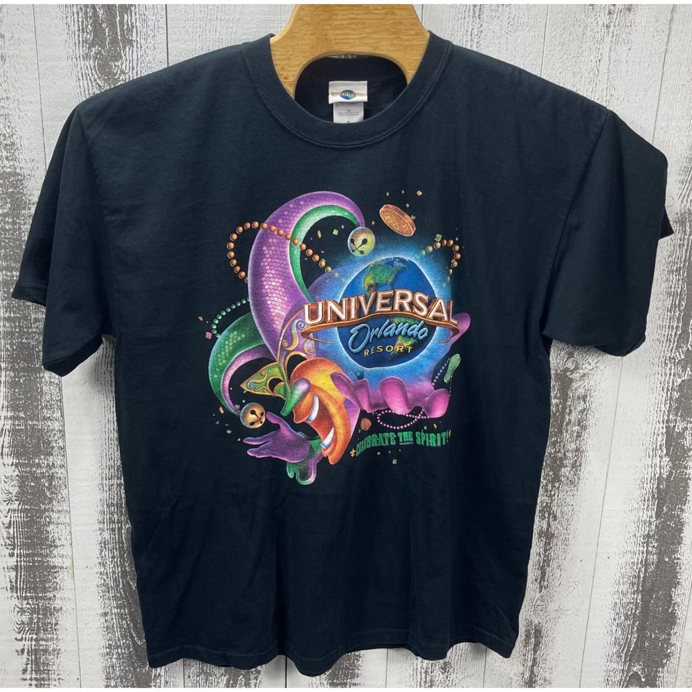 Universal Studios Orlando 2006‎ Mardi Gras T-Shirt Men's XL Black Graphic Tee